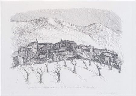 PAOLO MANARESI (Bologna 1908 – 1991) "Paesaggio". Incisione su carta. Lastra:...