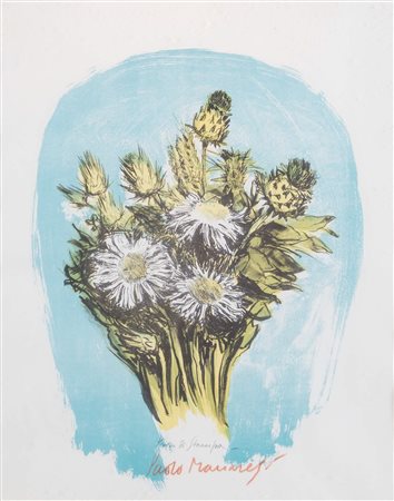 PAOLO MANARESI (Bologna 1908 – 1991) "Natura morta". Litografia a colori su...