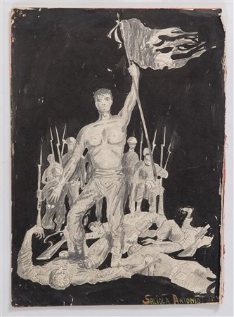 ANTONIO SALIOLA (Bologna 1939) "Senza titolo", 1955. Tecnica mista su carta....