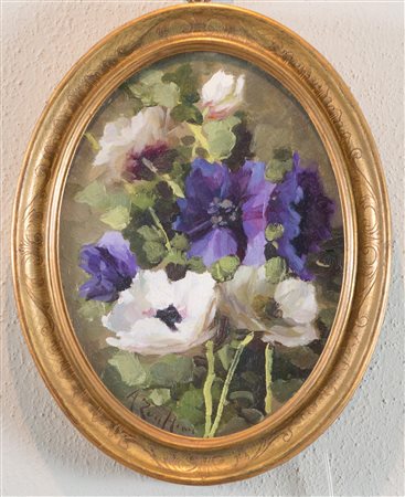 AGOSTINO ZUCCHINI (Fiesso di Budrio 1894 - Bologna 1972) “Fiori". Olio su...