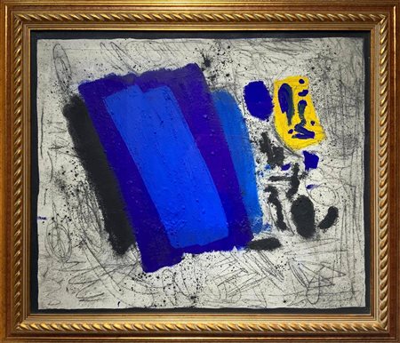 Cesare Berlingeri, Dipinto ad olio su tela raff. composizione astratta...