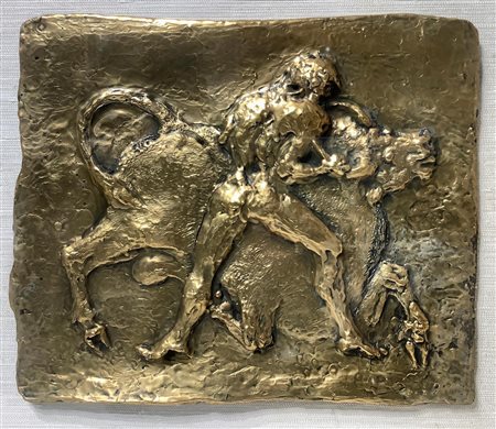 Bassorilievo di Aligi Sassu (Milano 1912-Pollenca 2000) su lastra di argento...