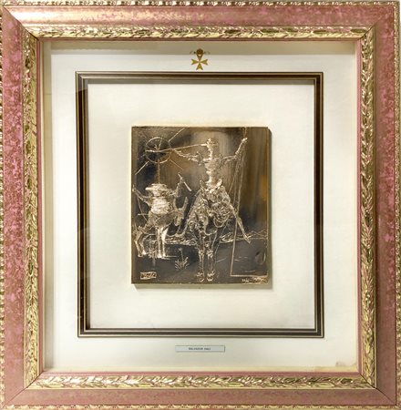 Salvador DalÃ¬ (1904-1989). Bassorilievo patinato a foglia oro raffigurante...