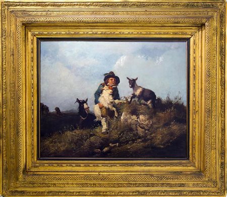 Filippo Palizzi (Vasto, 1818 &ndash; Napoli,1899). Scena campestre con...