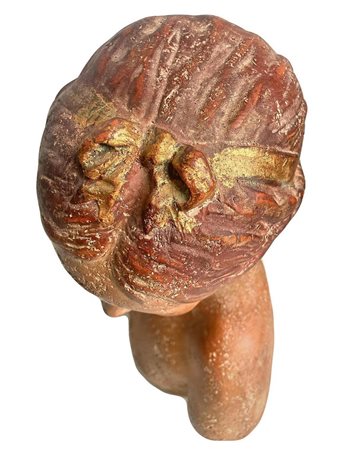 Coppia di mezzo busto in terracotta raffiguranti mezzobusto di bimbo e bimba...
