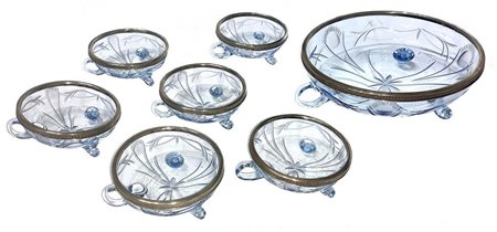 Elegante servizio da macedonia in vetro di Murano, Italia, XX secolo....