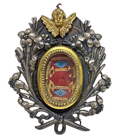 Reliquiario in argento con punzone Aquila a volo alto, Palermo, 1720/30. Cm 12