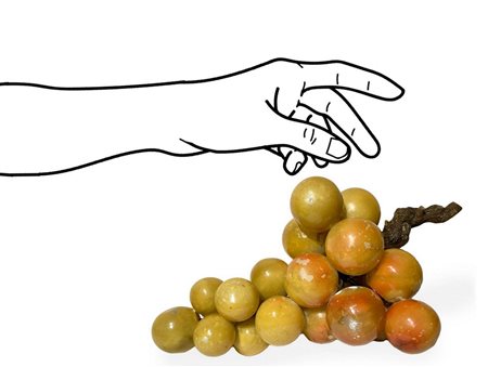 Grappolo d'uva con acini in alabastro, decorazione da tavolo, 1940-1950....