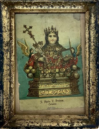 Piccolo quadro con immagine di Santâ€™Agata, XX secolo. Cm 18x13