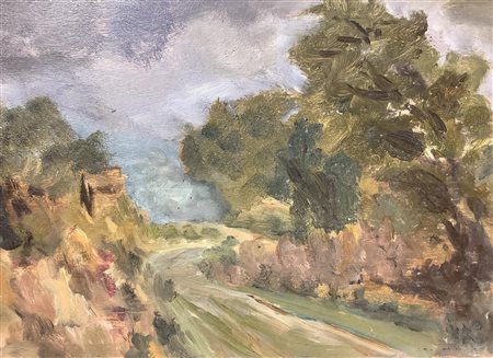 Dipinto ad olio su tavola raffigurante â€œcomincia il temporaleâ€_x009d_...