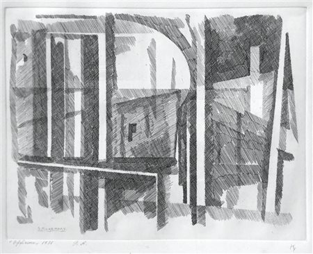 Incisione ad acquaforte raffigurante â€œofficinaâ€_x009d_. Prova dâ€™autore....