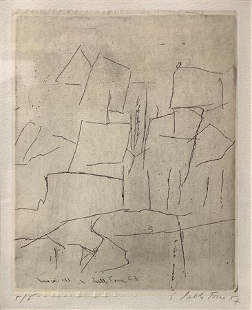 Incisione all'acquaforte raffigurante composizione astratta, firmata in basso...