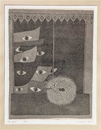 Incisione ad acquaforte raffigurante &ldquo;al buio&rdquo;, 10/30, firmata in...