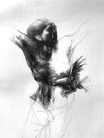 Incisione all'acquaforte raffigurante Prometeo, firmata e datata ai piedi...