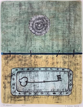 Acquaforte e acquatinta a colori, raffigurante il soffione. Firmato e datato...