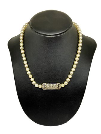 Collana di perle 8.3, chiusura con spilla decÃ² aggiunta e removibile, ca 6...