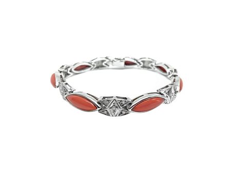 Bracciale brillanti 0,50 ca, coralli 020 18/k gr 17.8