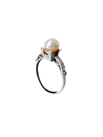 Anello con perla platino brill 8/8 0.20 ca gr 2