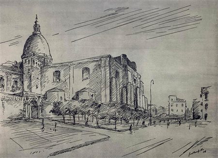 Stampa S. Nicolo Lâ€™arena, mm 239x309. Contraffatto, 58. Cornice in legno di...