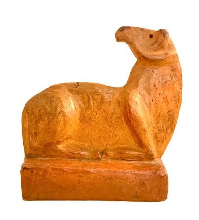 R. Nannini. Scultura in terracotta monocroma raffigurante cavallo nello stile...