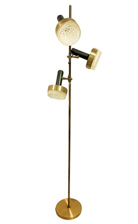Produzione Stilux Milano. Lampada da terra struttura in ottone lucido,...