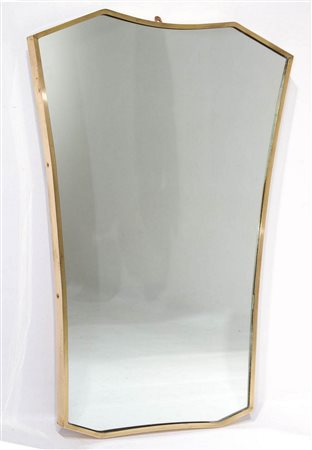 Specchiera in ottone, anni 40 stile Gio Ponti. H cm 80x60