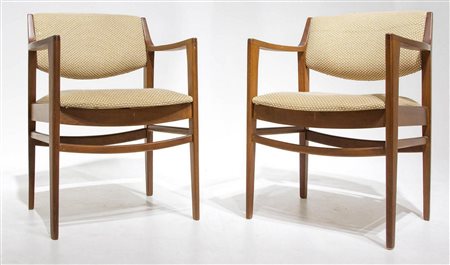 Coppia di poltroncine stile g. ponti anni 60 in legno di mogano con seduta...