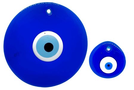 Coppia di piatti da muro in vetro Murano blu con Murrina. Diametro cm 9,...