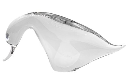 Scultura in cristallo di gusto informale raffigurante papera, XX secolo. H cm...