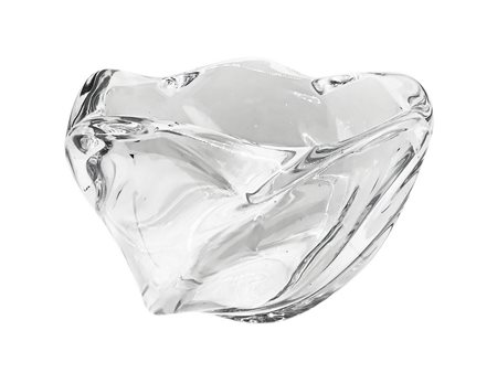 Coppa in vetro trasparente di forma circolare con costolature a rilievo lungo...