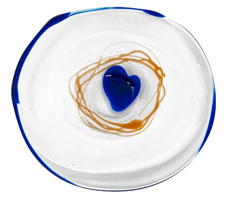 Piccolo centrotavola in vetro con striature nei toni del blu e marrone, Ioan...