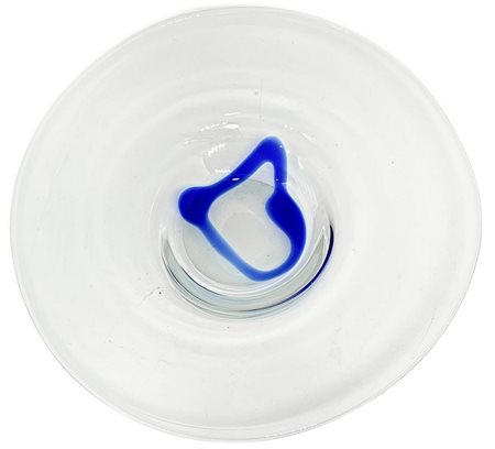 Piccolo centrotavola in vetro di Murano con striature nei toni del blu, Ioan...