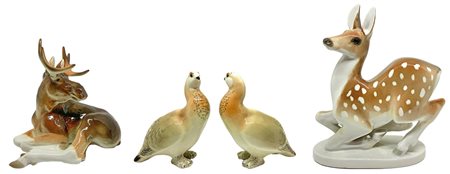 Gruppo di n 4 statuette Ð›Ñ„Ð·, Russia, XX secolo. Raffiguranti fagiani H cm...