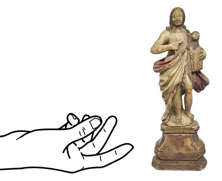 San Giovanni Battista in alabastro, Trapani, XVI Secolo. H cm 32