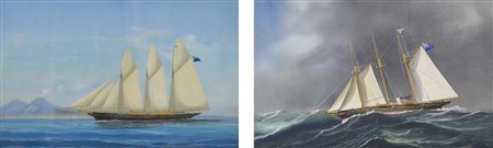 Antonio De Simone VELIERO gouache e tempera su carta, cm 52x74 VELIERO SU...