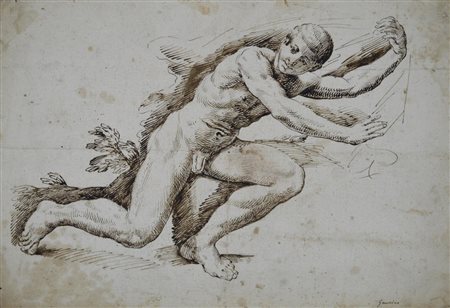 Ambito di Benedetto Gennari il Giovane NUDO MASCHILE inchiostro su carta, cm...
