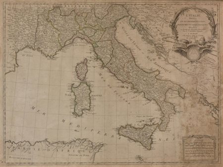 CARTA D'ITALIA incisione su carta, cm 50x69 edizione stampata a Venezia da...