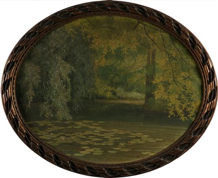 LEIDI PIETRO (1892 - 1930) Paesaggio con stagno (Giardini di Villa Ducos -...