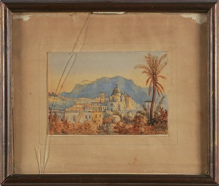 CARELLI CONSALVO (1818 - 1900) Capri. Acquarello su carta. Cm 12x17,5. Firma...