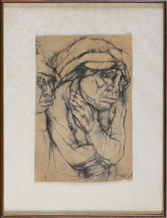 STAGNOLI ANTONIO (n. 1922) Due personaggi. 1963 China e matita su carta. Cm...