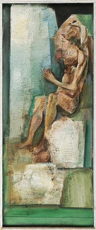 DI PRATA OSCAR (1910 - 2006) Momento 5. Olio su tela. Cm 90x40. Firma in...