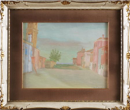 PEDRALI MATTEO (1913 - 1980) L'orto del Piovan a Burano. Olio su tavola. Cm...