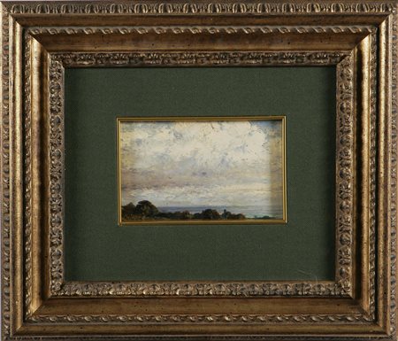 PRATELLA ATTILIO (1856 - 1949) Marina di Miseno. Olio su tavoletta. Cm...