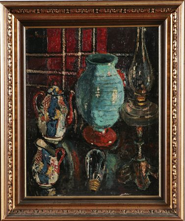 DOLCI MARTINO (1912 - 1994) Natura morta con lampadina. Olio tela/tavola. Cm...