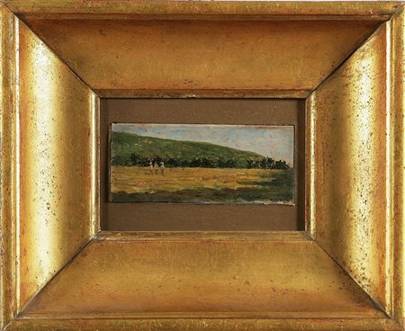 FONTANA ROBERTO (1844 - 1907) Paesaggio lombardo. Olio su tavoletta. Cm 13x6....