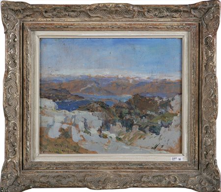 MANTOVANI LUIGI (1880 - 1957) Paesaggio montano. 1931 Olio su tavola. Cm...