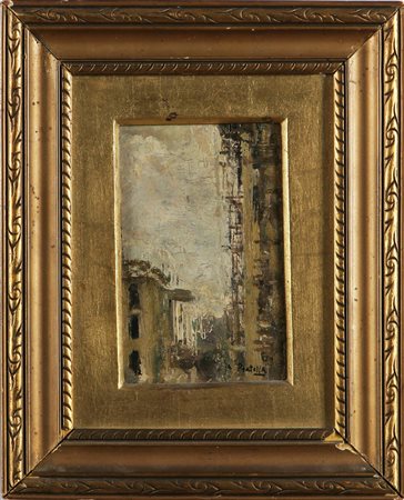 PRATELLA ATTILIO (1856 - 1949) Via Aniello Falcone. Olio su tavoletta. Cm...