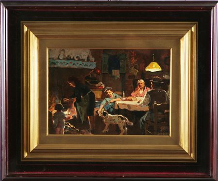 FILIPPELLI CAFIERO (1889 - 1973) Prima di pranzo. Olio su tavola. Cm 25x35....