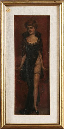 PASINI EMILIO (1872 - 1953) Ritratto di donna. Olio su tela applicata su...