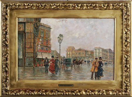 BRANCACCIO CARLO (1861 - 1920) Piazza Trieste e Trento a Napoli. Olio su...